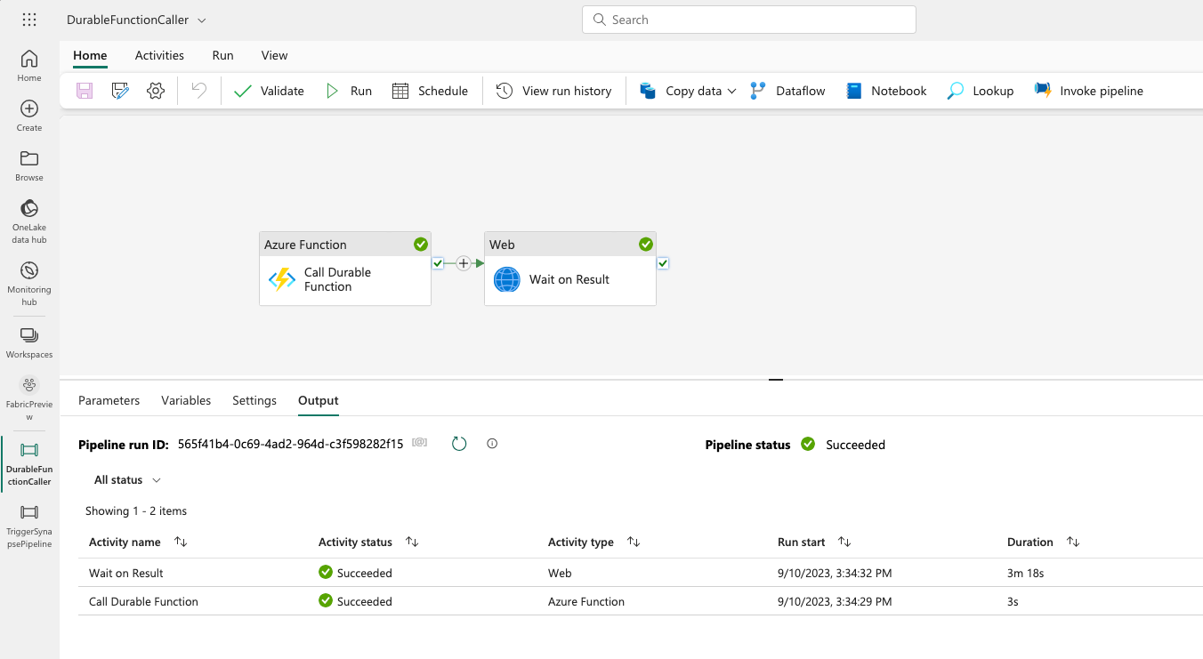 Calling Durable Functions From Fabric Pipelines